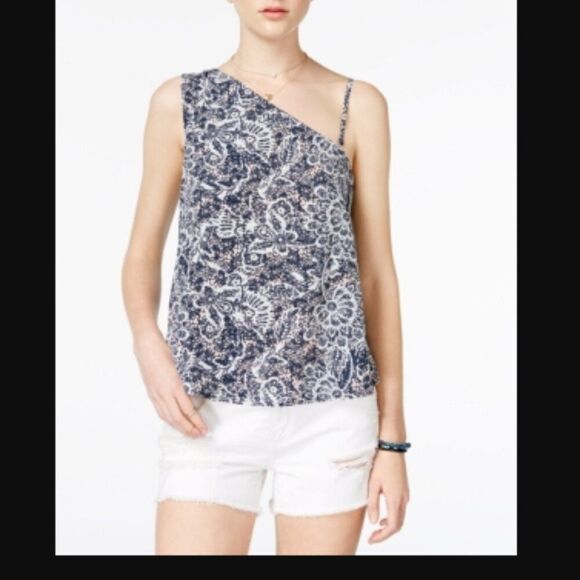Seven Sisters Women Size Floral Print Matte Jersey One Shoulder Top NWT - Picture 1 of 5